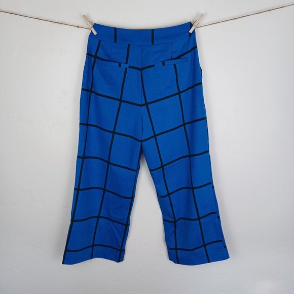 NY&C Women's Wide Leg Capri Ponte Pant High-Waist Stretch Print Blue Size Medium - Picture 4 of 11